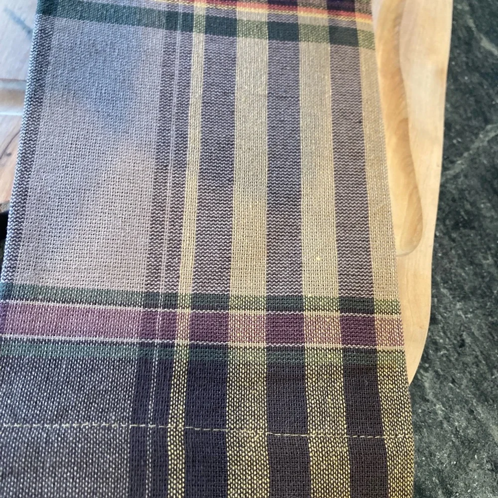 Pottery Barn Woodrow Plaid Cotton Napkins, SET OF 3 Brown Gray Multi Rare Rustic